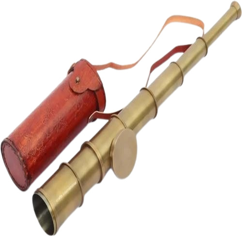 Brass Pirate Telescope - 14 Inch Brass, Golden | Durable, Antique Polished Nautical Wooden Box