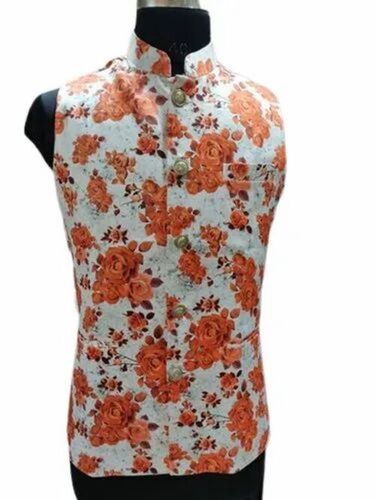 Mens Designer Floral Printed Nehru Jacket