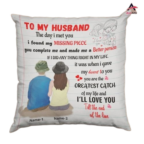 Husband Love Printed Cushion