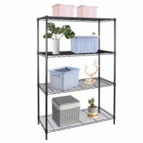 Shelving Rack - Metallic Frame, Black | Adjustable Shelves, Space-Saving, Rust-Resistant, Durable, Easy Assembly