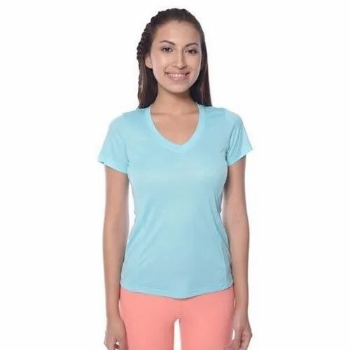 Sky Blue V Neck T Shirt