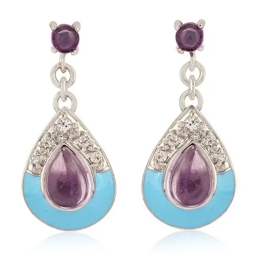 Amethyst Topaz Silver 925 Sterling Silver Dangle Earring Jewelry