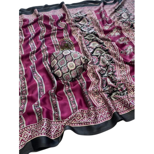 Ajrakh Silk Saree
