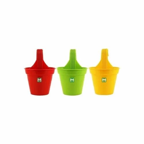 Plastic Hanging Pot Small - Plastic, Standard Size, Multicolor | Round Shape, Glossy Finish, Balcony Use