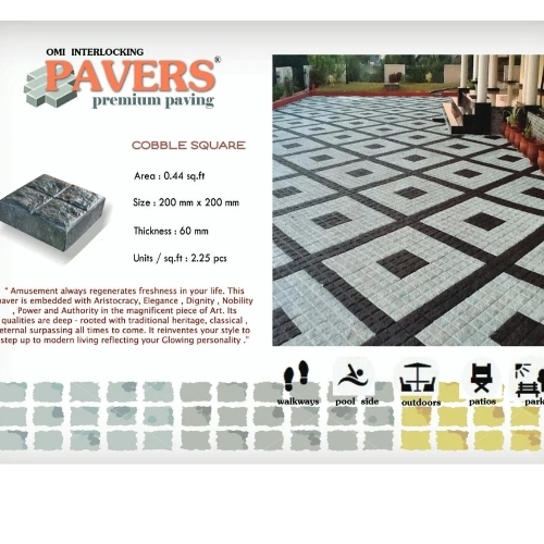 60mm Cobble Square Interlocking Pavers 