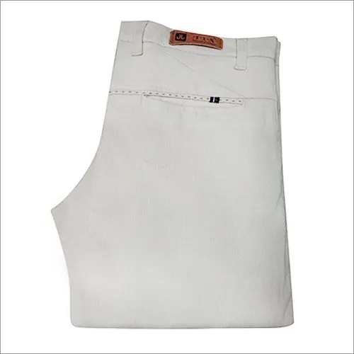Mens White Cotton Casual Wear Trouser - Length: -- Select Unit --?