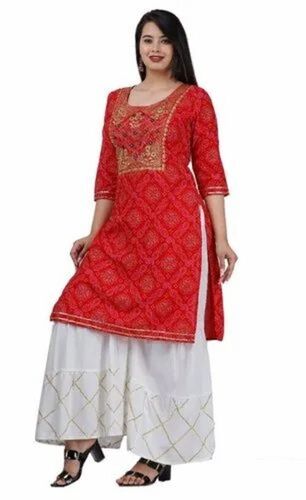 Comfortable Cotton Printed Jaipuri Kurti Set