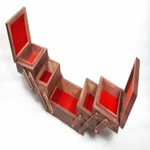 Five Compartment Wooden Jewellery Box