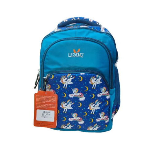 Blue Printed Polyester Laptop Backpack
