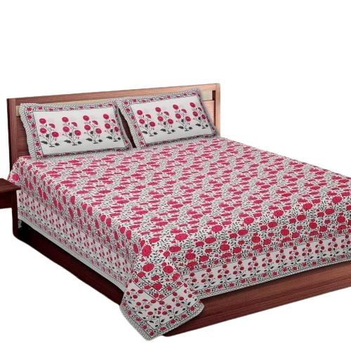 Pink Cotton Double Bed Sheet Set