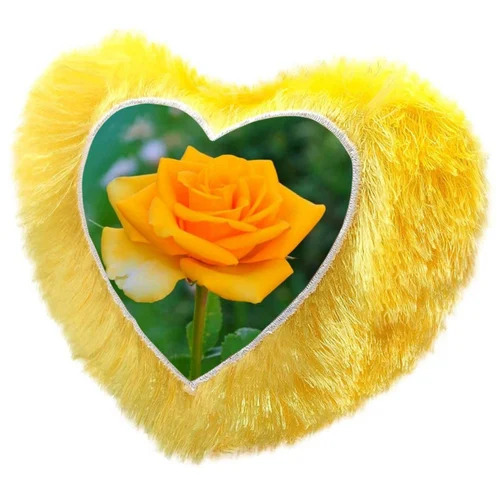 Sublimation LED Yellow Fur Heart Cushion