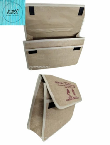 Designer Jute Office Bag - 15"x11"x5", Brown | Durable, Printed, Fine Finished, Zipper Closure