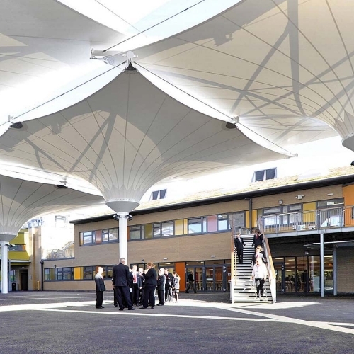 Inverted umbrella tensile structure 