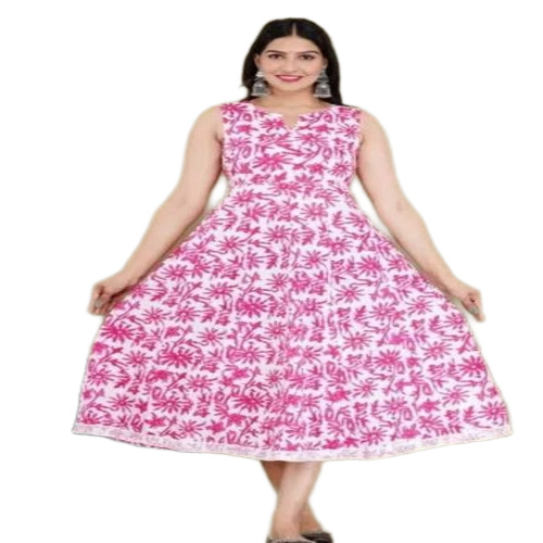 Anarkali Sleeveless Cotton Kurti