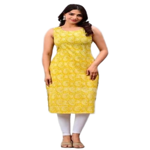 Floral Sleeveless Cotton Kurti