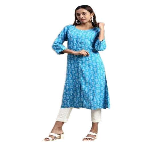 Ladies Blue Cotton Kurti By Sk Ventures