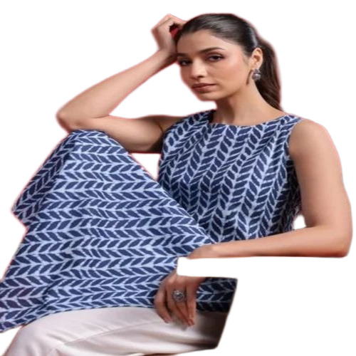 Printed Sleeveless Cotton Kurti
