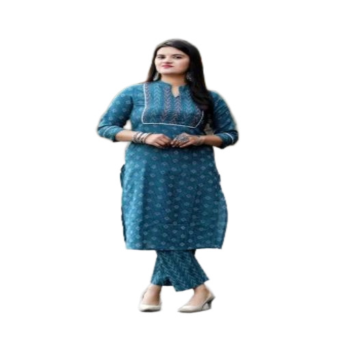 Ladies Cotton Kantha Work Kurti Pant Set