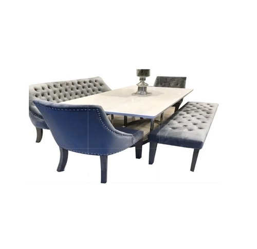 Grey Eight Seater Wooden Dining Table Set