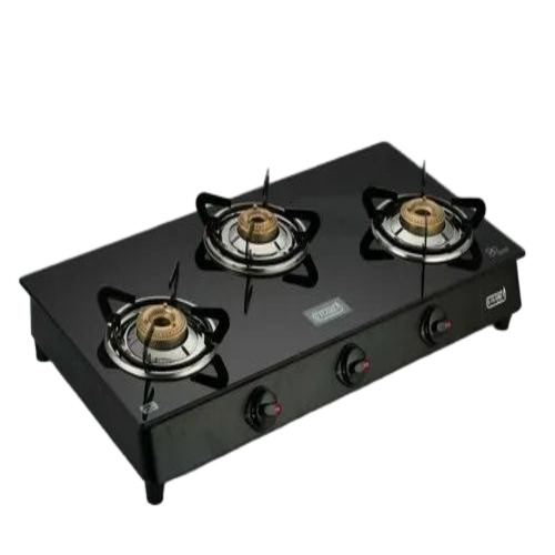 3 Burner Black Glass Gas Stove