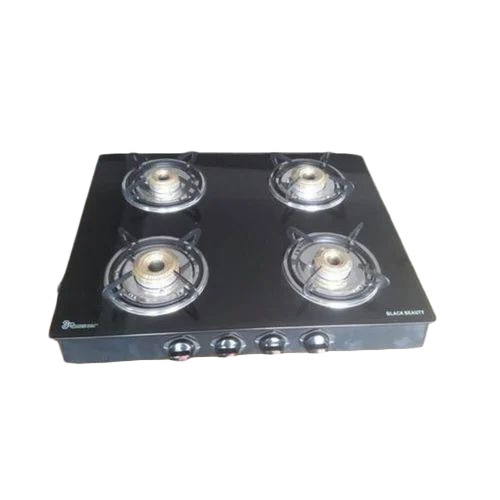 4 Burner Black Glass Gas Stove