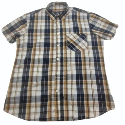 Men Half Sleeves Cotton Checkered Shirts