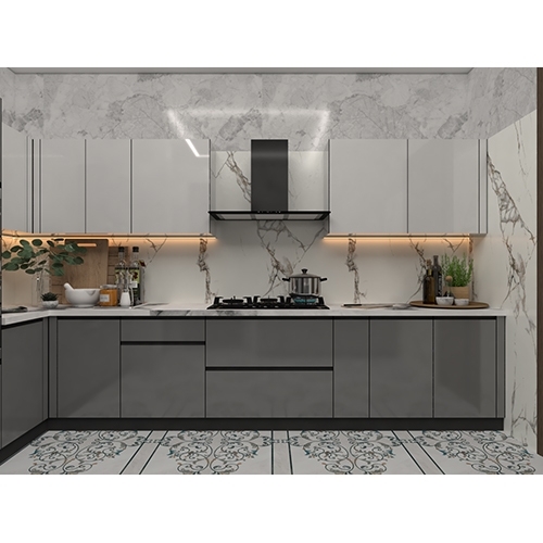 L shape modular kitchen 