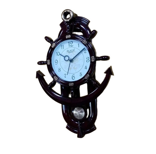 Round Plastic Analog Pendulum Wall Clock