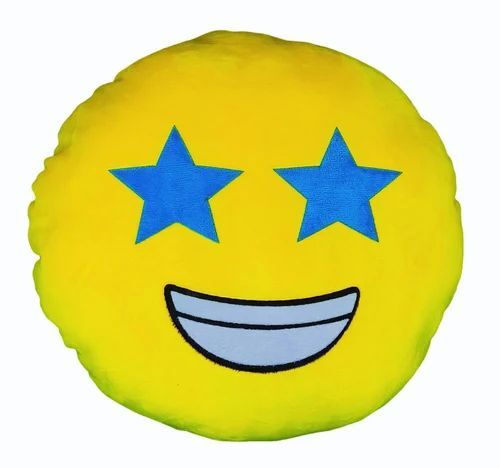 Star Eye Emoji Round Printed Cushion