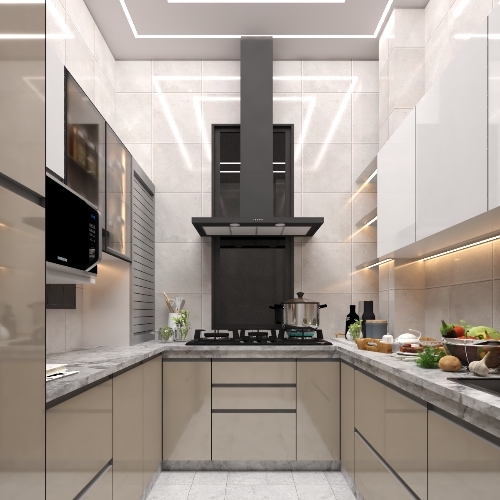 U shape modular kitchen 