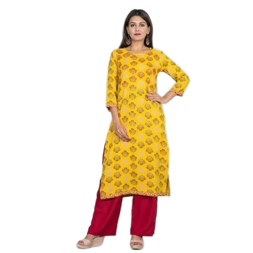 Designer Yellow Rayon Kurti