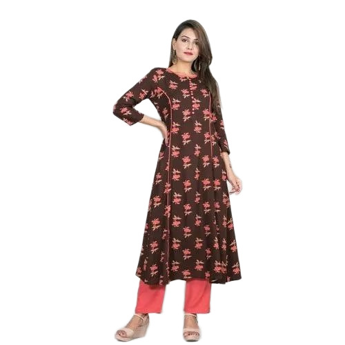 Floral Printed A-line Rayon Kurti