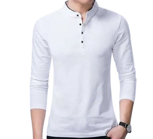 Men White Full Sleeve T Shirt