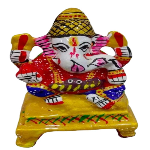 Metal Chowki Ganesha Statue