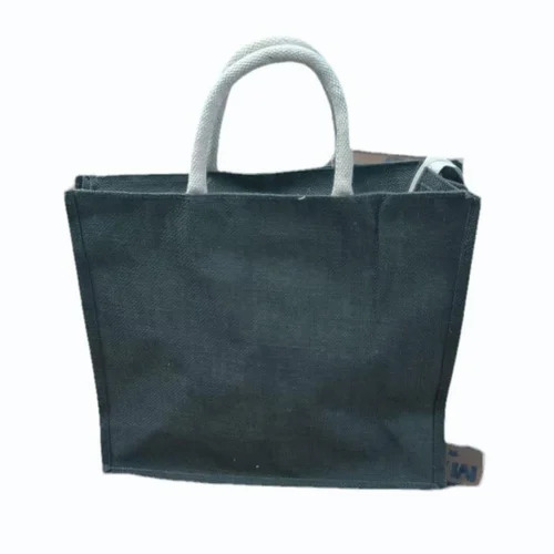 Dark Gray Plain Jute Shopping Bag