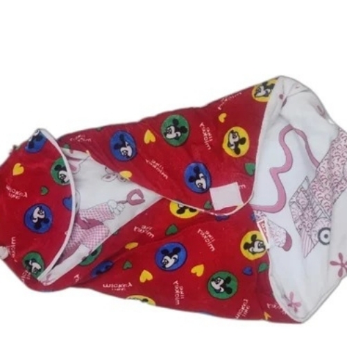 Red Printed Hooded Baby Blanket