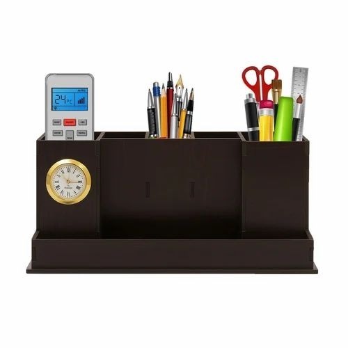 Brown Wooden Pen Stand