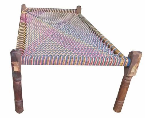 Comfortable Cotton Rope Wooden Charpai