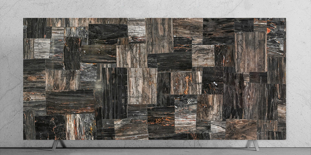 Black Petrified Wood Retro Slab Stones