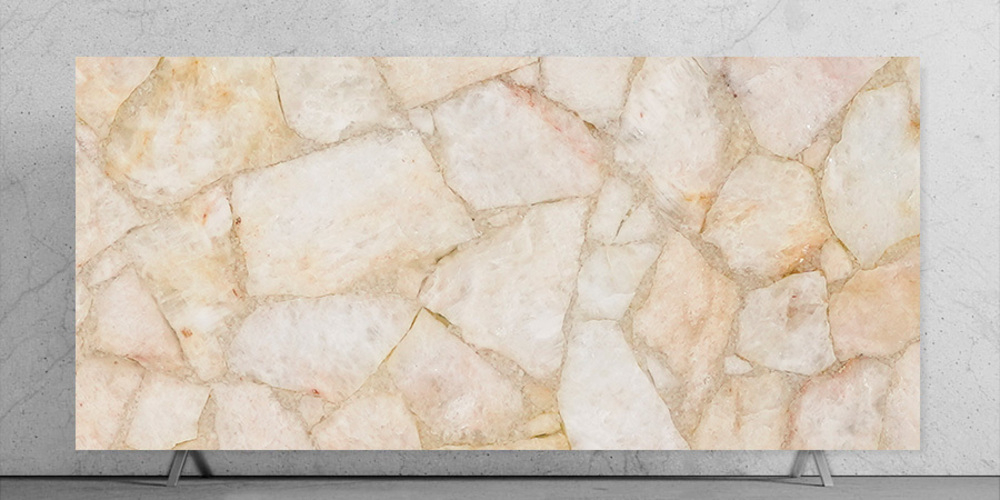 Light Golden Quartz Slab Stones