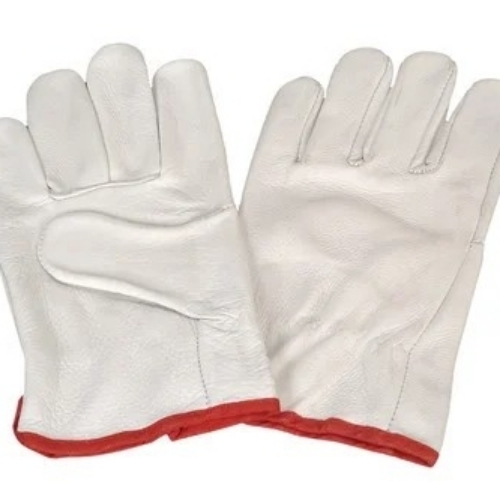 White Men Leather Gloves