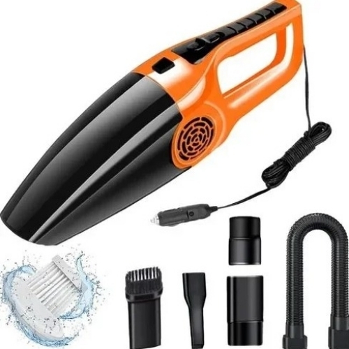 Car Vacuum Cleaner - Plastic, Standard Size, Orange & Black | Semi-Automatic, On/Off Brushroll, Easy to Operate