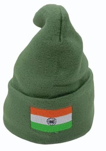 Green Woolen Embroidered Army Cap