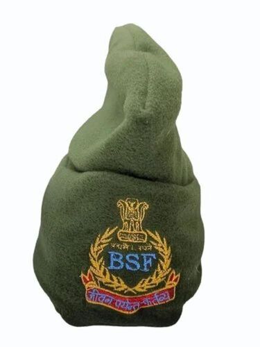 Green Woolen Embroidered Bsf Cap