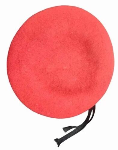 Red Marino Woolen Military Beret Cap