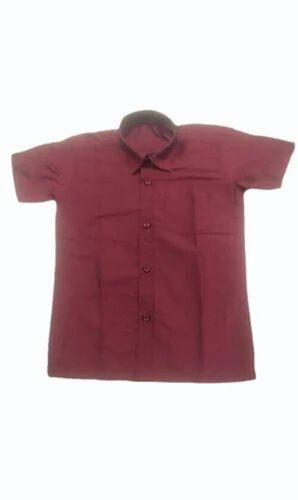 Kids Maroon Plain Cotton Shirt