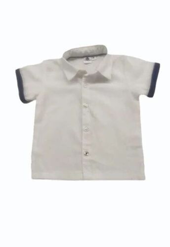 Kids White Plain Cotton Shirt
