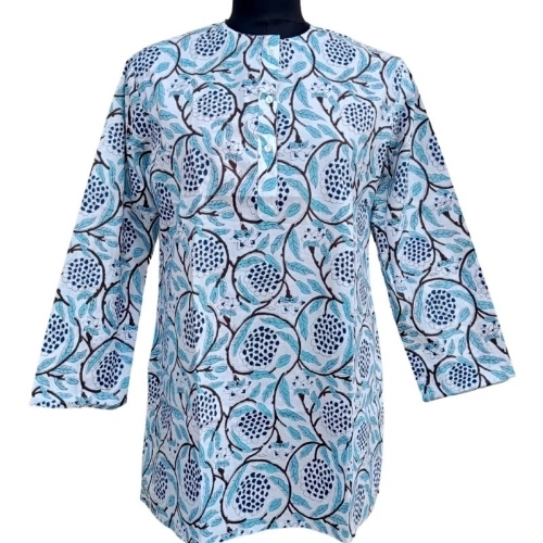 Printed Jaipuri Cotton Kurti - Color: White