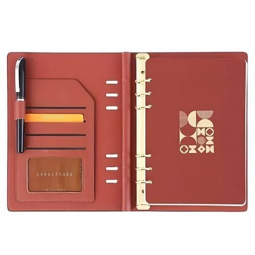 Red Leatherette Undated Daily Planner