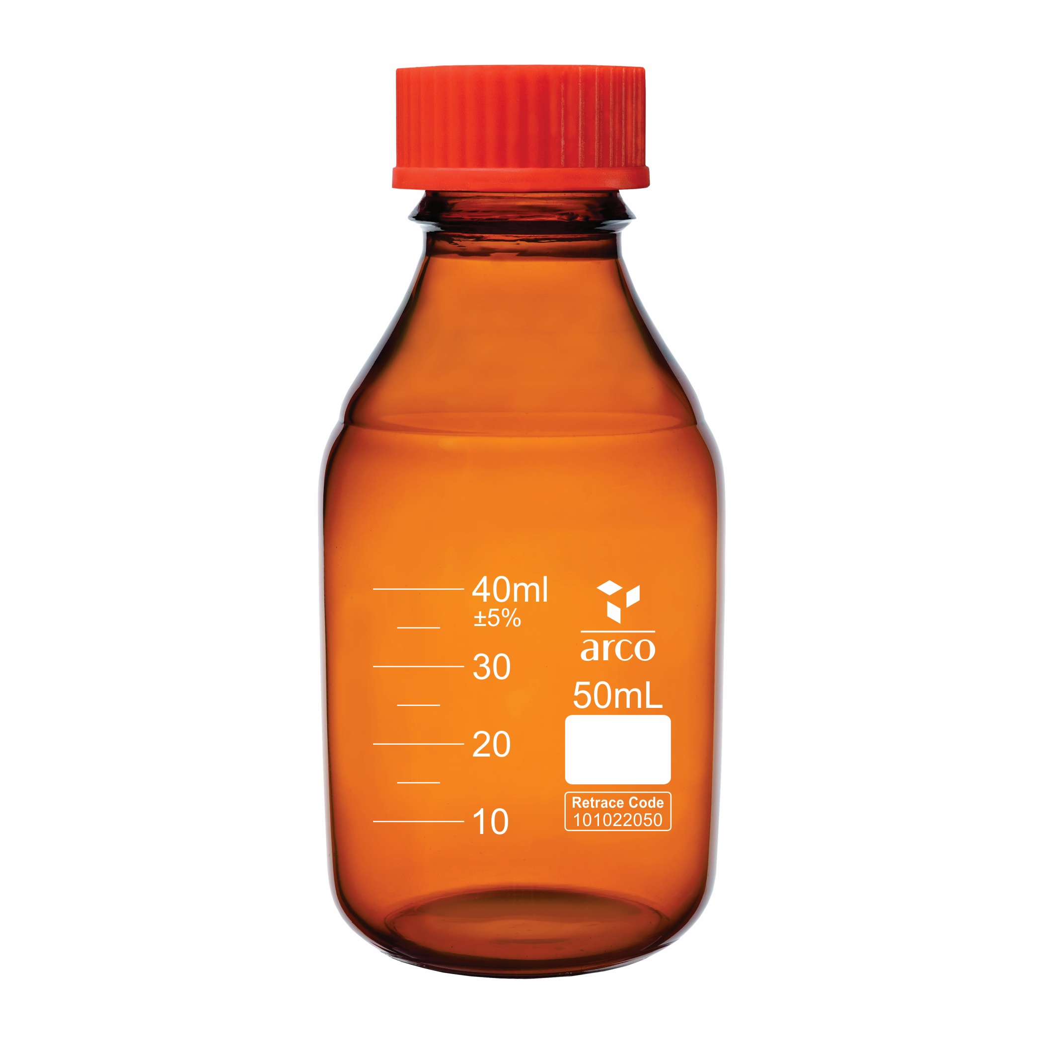 BOTTLES, REAGENT, AMBER WITH SCREW CAP 2061000/A3 50ml Diameter 46 mm Height 87 mm Thread GL-32 Pack of 10